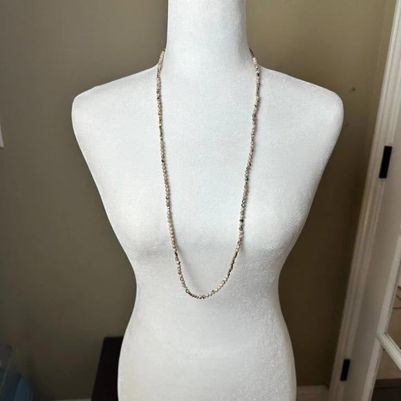 Stretch Stone Silver Bead Necklace /Bracelet - Picture 3 of 9